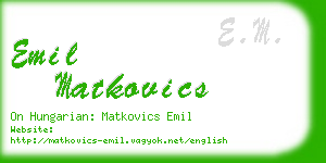 emil matkovics business card